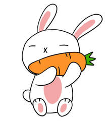 兔子简笔画，正坐在地上啃胡萝卜的可爱小兔子简笔画图片