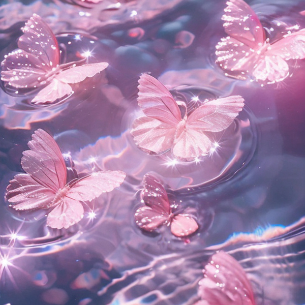 蝴蝶，波光粼粼的湖面，飞舞的蝴蝶意境图片