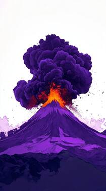 喷发的火山，不同颜色，染料，创意火山插画手机壁纸图片组图6