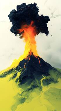 喷发的火山，不同颜色，染料，创意火山插画手机壁纸图片组图7