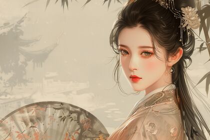 国风，古装，古风美女插画壁纸图片