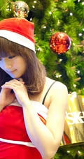 清纯女生圣诞甜美笑容