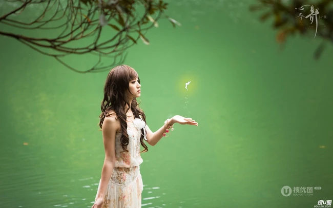 湖心 山谷 竹排 清灵优美画面