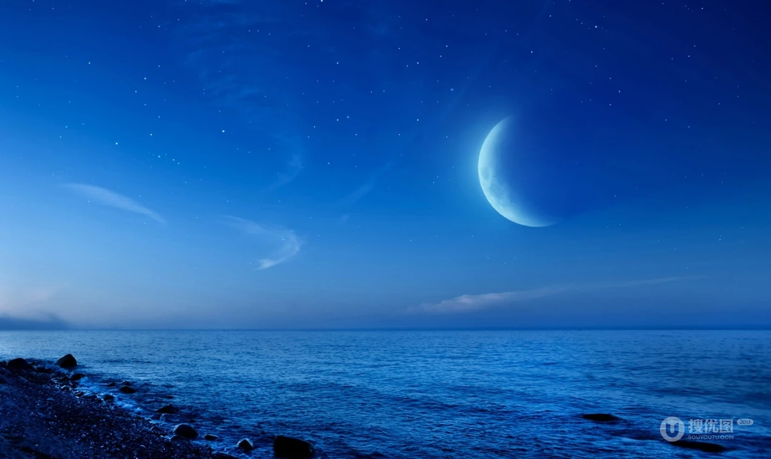 海边寂静夜空背景图片