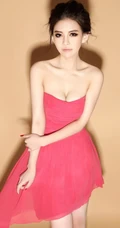 马露儿_粉色低领连衣裙高清写真