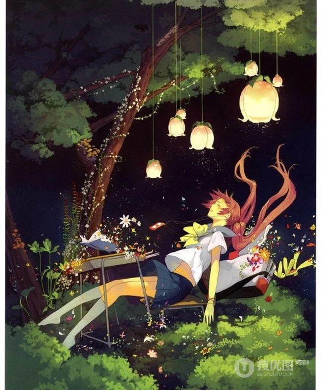 大自然插画图片&mdash;穿插于大自然中的女孩美图