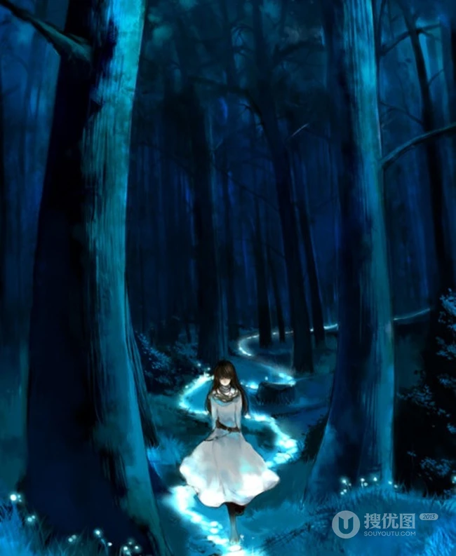 大自然插画图片&mdash;穿插于大自然中的女孩美图
