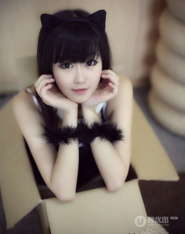 可爱猫女图片，黑猫少女写真萌图集