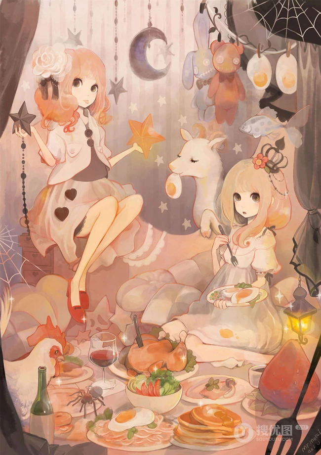 唯美动漫女孩插画背景美图23P 第16张