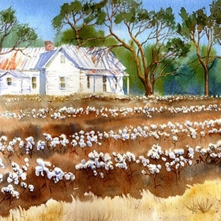 田园风水彩画背景图片&mdash;Mary Ellen Golden作品