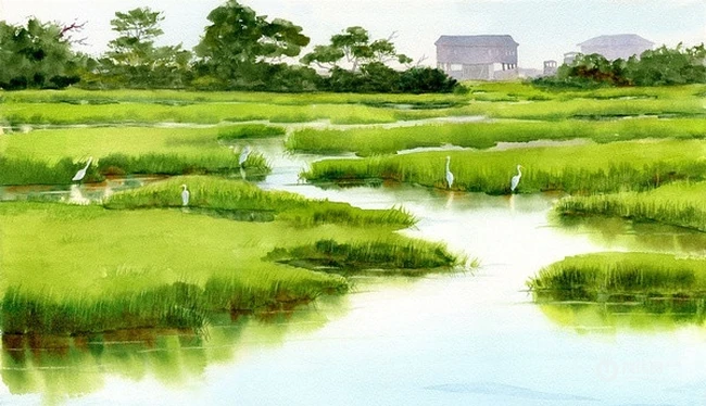 田园风水彩画背景图片&mdash;Mary Ellen Golden作品 第8张