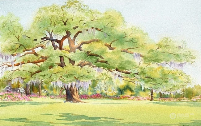 田园风水彩画背景图片&mdash;Mary Ellen Golden作品 第12张