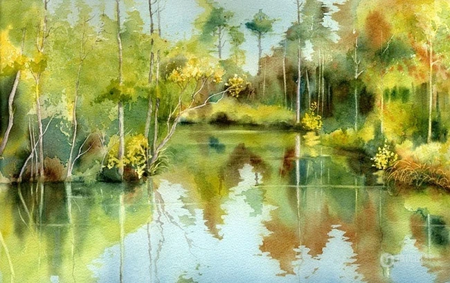 田园风水彩画背景图片&mdash;Mary Ellen Golden作品 第7张