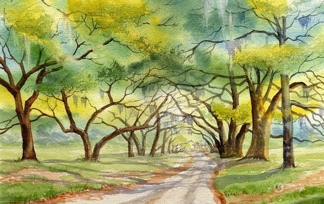 田园风水彩画背景图片&mdash;Mary Ellen Golden作品 第11张
