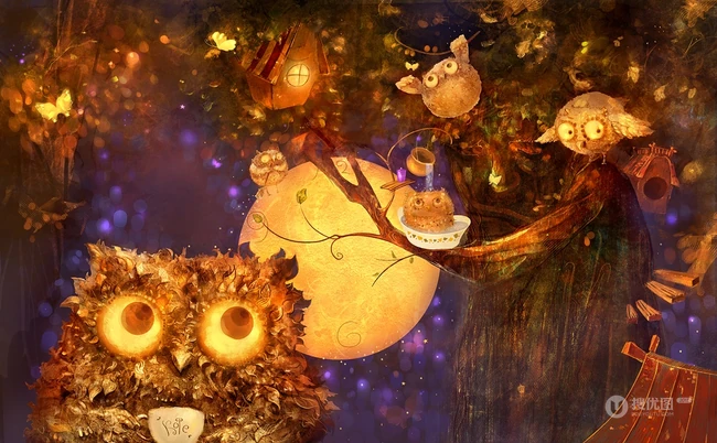 梦幻唯美风儿童背景插画