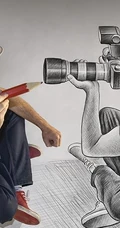 铅笔Vs相机-创意绘画和摄影1