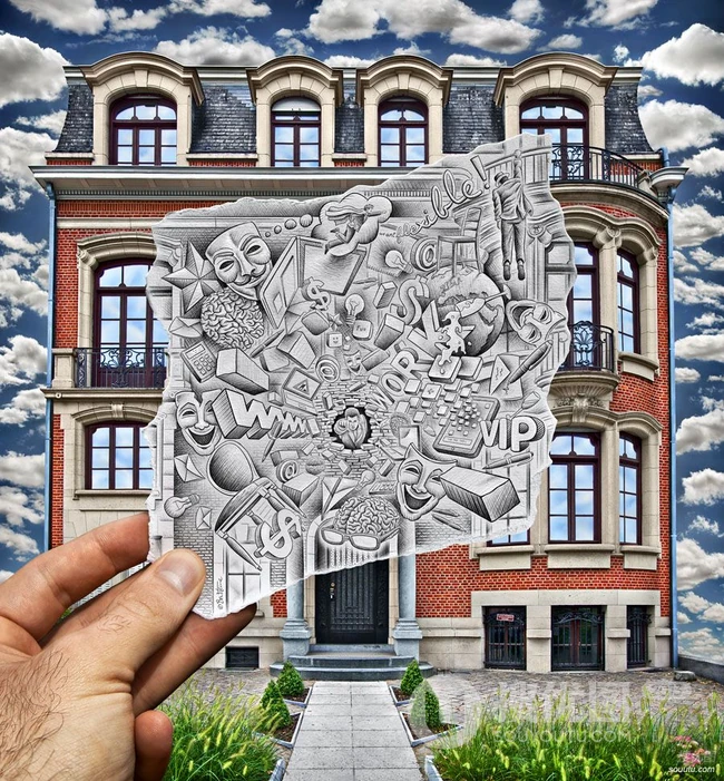 铅笔Vs相机-创意绘画和摄影1