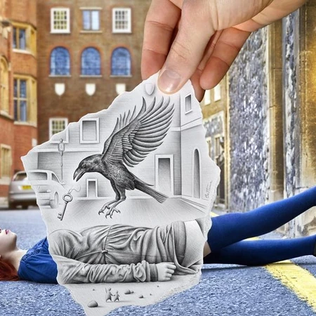 唯美摄影和铅笔画的结合图片