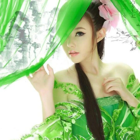 古风绿衣少女皖纱美图