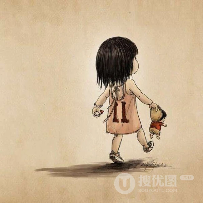 妈妈的小棉袄-唯美可爱插画背景图 第2张