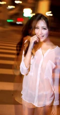 女生街拍之灯火阑珊，夜色迷离。