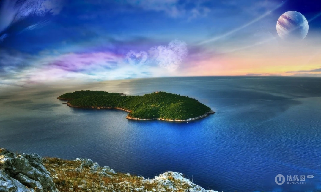 唯美的山水风景画高清风景壁纸