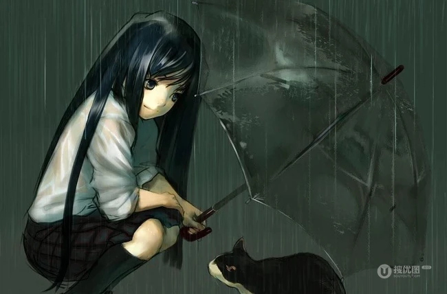 遮风挡雨~撑伞女孩动漫美图