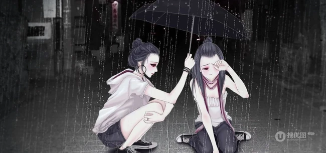 遮风挡雨~撑伞女孩动漫美图