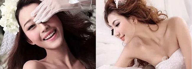 清新女生 唯美婚纱展甜美笑容