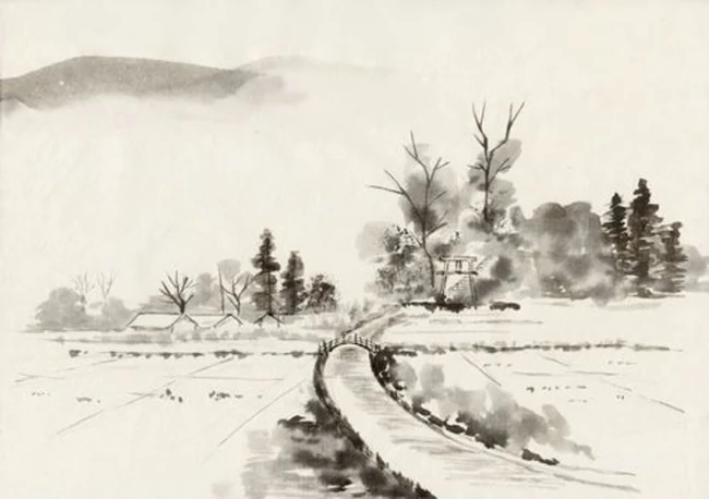 唯美春天水墨插画背景~乡野 第5张