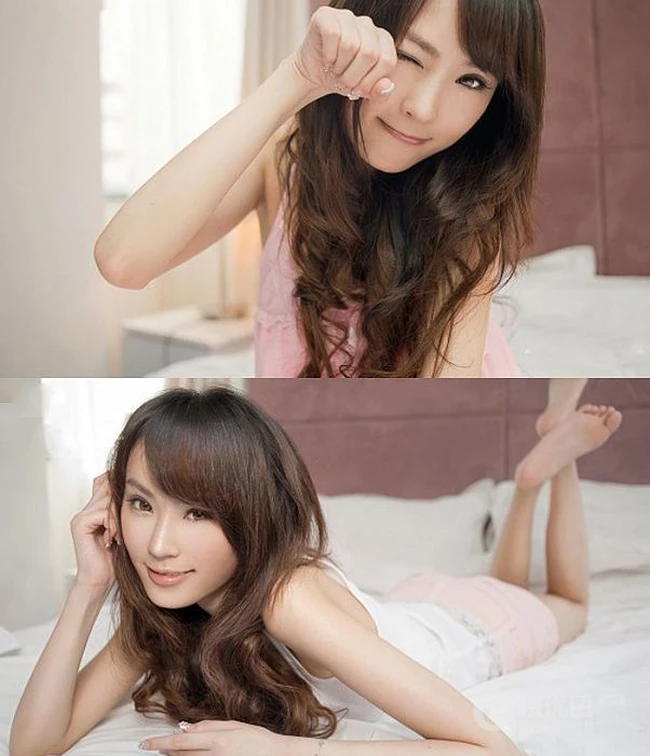 可爱长发可爱女生的搞怪室内照