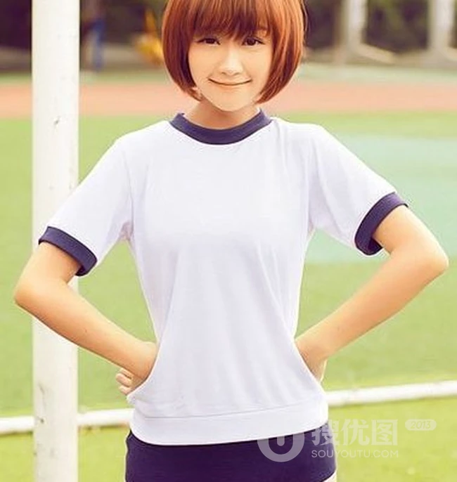 可爱学生妹子 清爽校服短裤图片