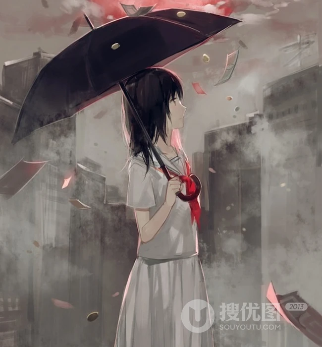 【小雨伞】二次元撑小雨伞唯美意境美图