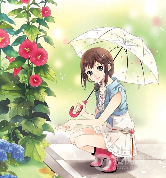 【小雨伞】二次元撑小雨伞唯美意境美图