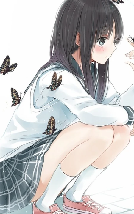 【蝴蝶飞】唯美蝴蝶少女插画图片