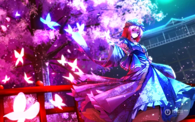 【蝴蝶飞】唯美蝴蝶少女插画图片