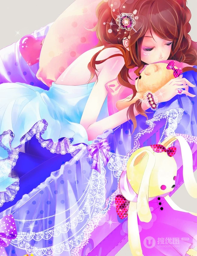 【蝴蝶飞】唯美蝴蝶少女插画图片