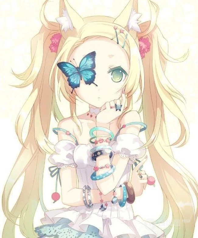 【蝴蝶飞】唯美蝴蝶少女插画图片