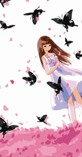 【蝴蝶飞】唯美蝴蝶少女插画图片