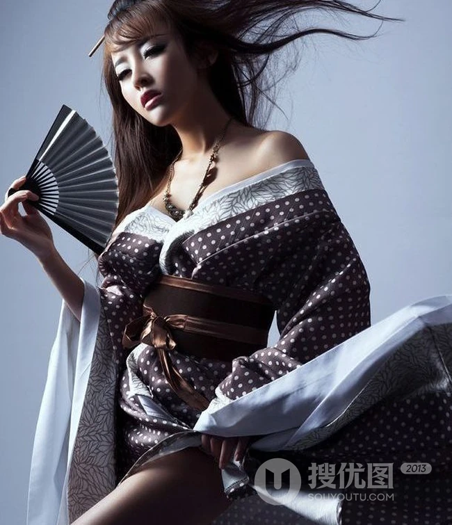 陌上桑，古装纸扇女生模特美图