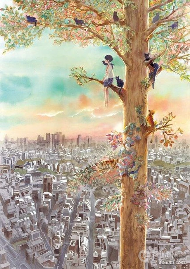 青葱岁月-女生治愈系超唯美插画背景图片 第1张
