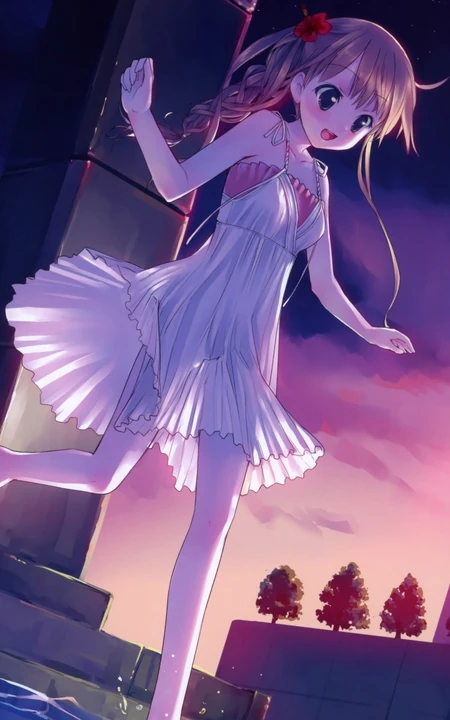 连衣裙少女，二次元梦幻唯美风风格