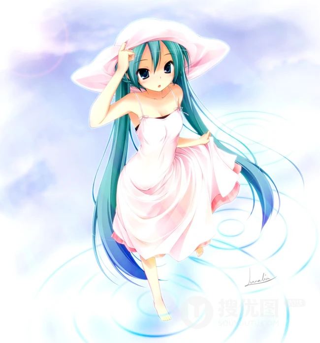连衣裙少女，二次元梦幻唯美风风格