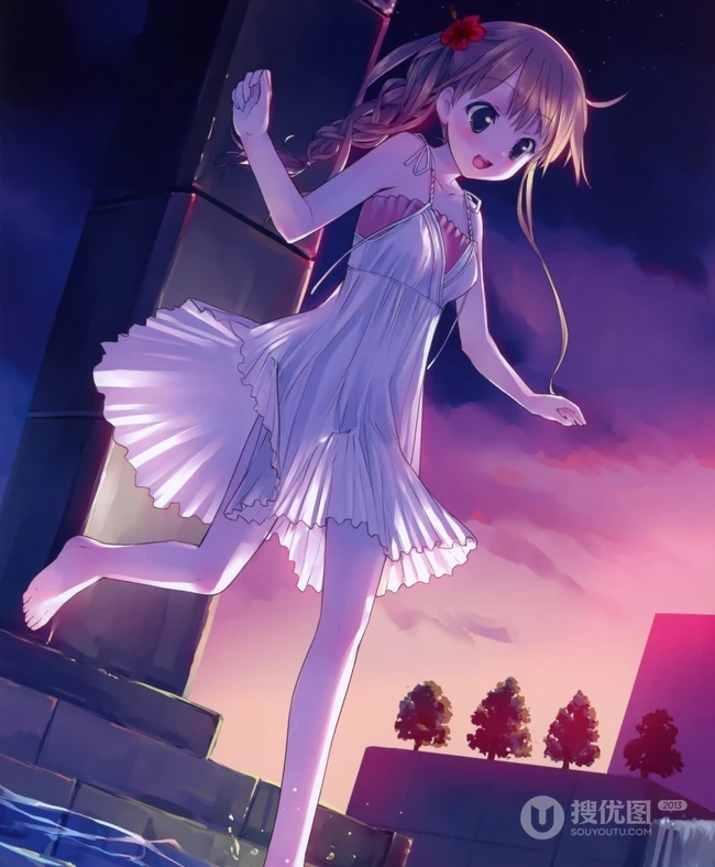 连衣裙少女，二次元梦幻唯美风风格