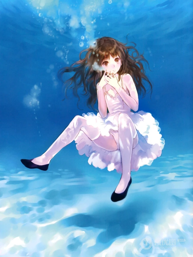 连衣裙少女，二次元梦幻唯美风风格