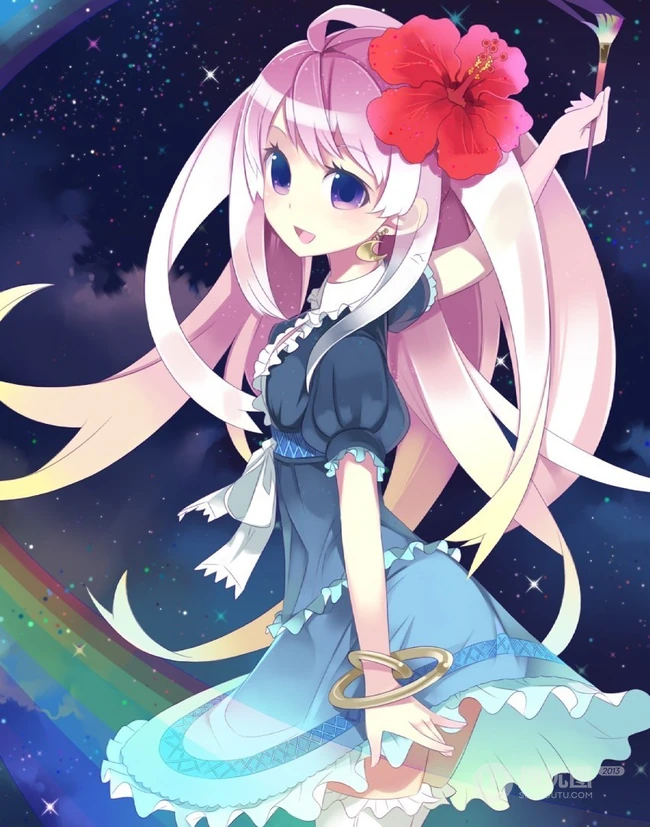 连衣裙少女，二次元梦幻唯美风风格