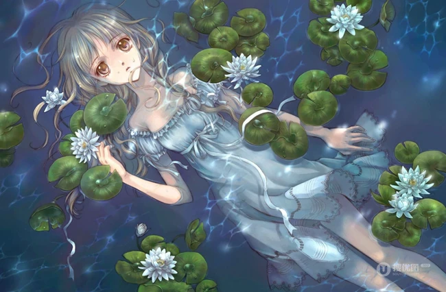 连衣裙少女，二次元梦幻唯美风风格