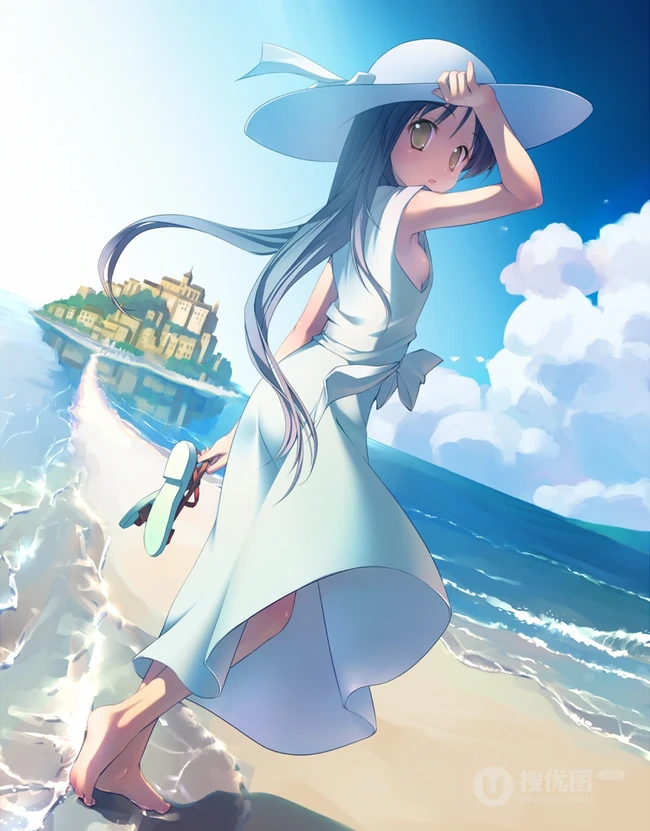 连衣裙少女，二次元梦幻唯美风风格