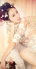 孙耀琦透明蕾丝连衣裙高清写真图片