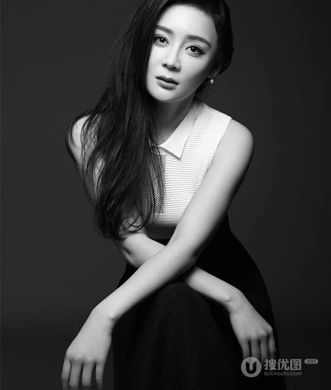 黑白魅力袁姗姗 长发唯美黑白图片